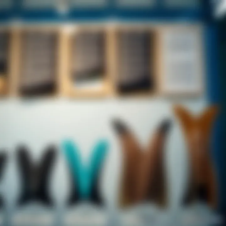 Evolution of Churchill Swim Fins Historical display of Churchill swim fins illustrating their evolution