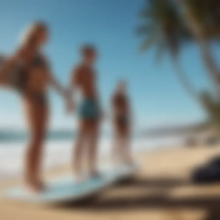 Surfers showcasing Vans attire on the beach