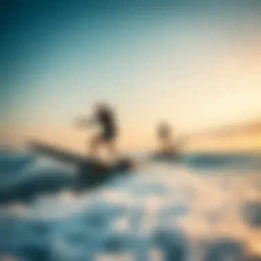 Elevated Surf Experience with Powered Hydrofoils Aerial perspective of surfers using powered hydrofoils on the ocean