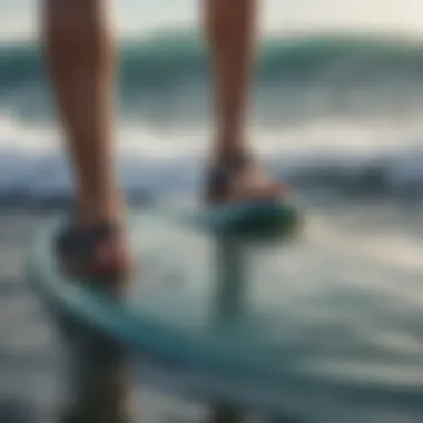 Close-up view of advanced technology integrated into an electric surfboard