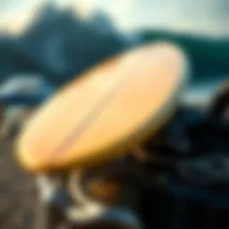 A close-up view of an EPS surfboard showcasing its unique construction