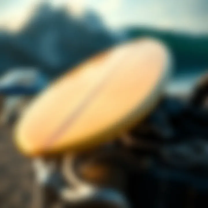 A close-up view of an EPS surfboard showcasing its unique construction