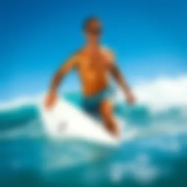 Surfing Style with Board Shorts Stylish surfer showcasing board shorts in an ocean setting