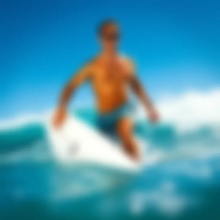 Surfing Style with Board Shorts Stylish surfer showcasing board shorts in an ocean setting