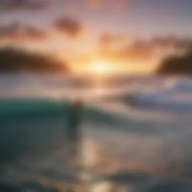 Group of surfers enjoying sunset at Honolua, capturing the community aspect of surfing