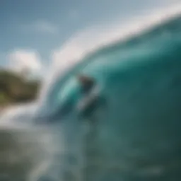 Surfing waves at Kima Surf Camp