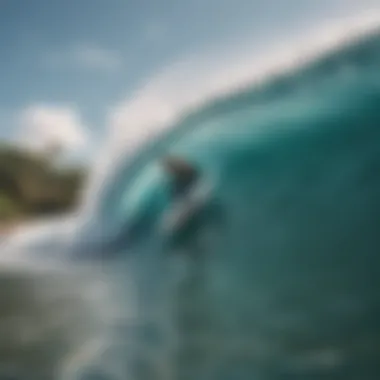 Surfing waves at Kima Surf Camp