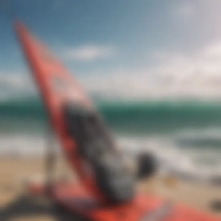 Detailed view of kite surfing gear and equipment