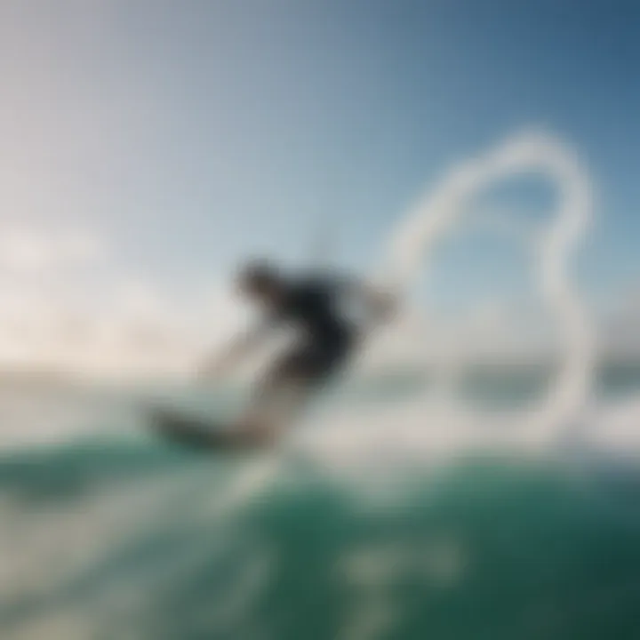 Kite surfer gliding over the vibrant waters of Miami