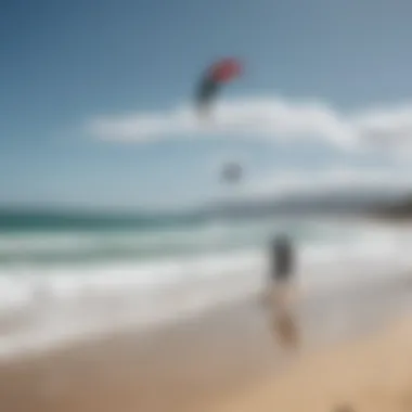 Local kite surfing community engaging in a beach cleanup