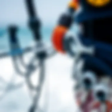 Close-up of kitesurfing gear showcasing technology