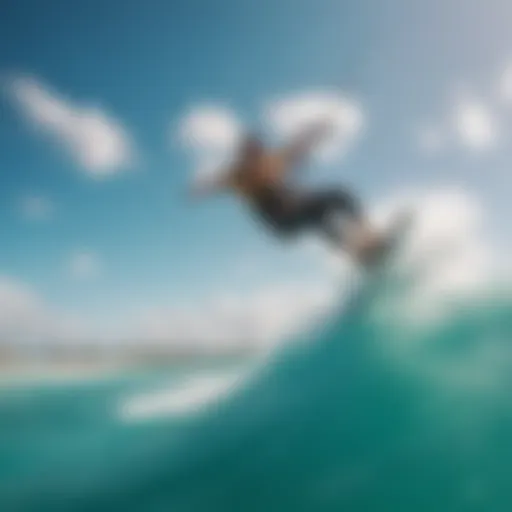 Kitesurfer gliding over the turquoise waters of Miami