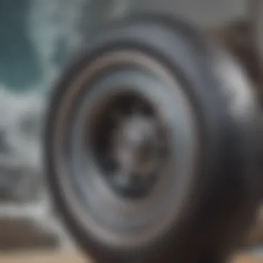 Close-up of large soft skateboard wheels showcasing their design and texture