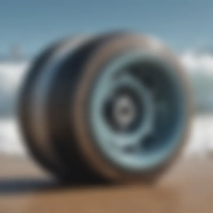 Comparison of large soft wheels and traditional skateboard wheels side by side