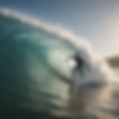 Surfer navigating through the waves