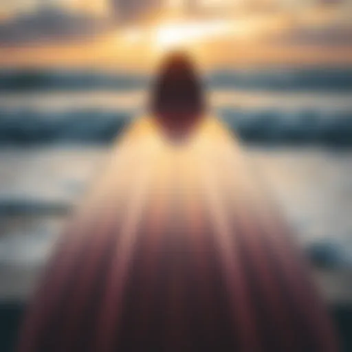 Artistic view of a longboard design highlighting curves and aesthetics