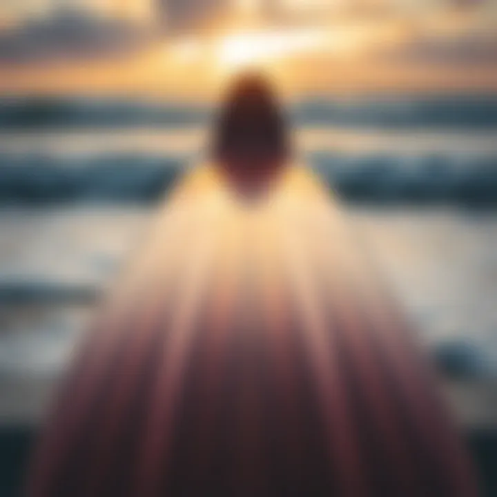 Artistic view of a longboard design highlighting curves and aesthetics