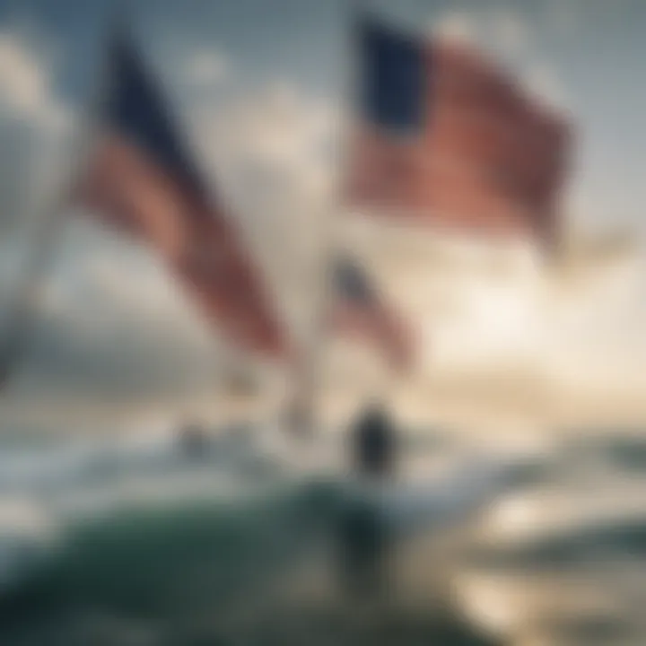 Sailors communicating using marine flags on the ocean