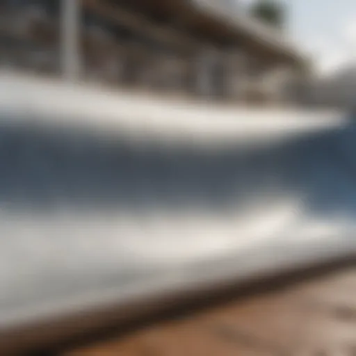 Detailed view of a metal skate ramp showcasing its smooth surface and structural integrity