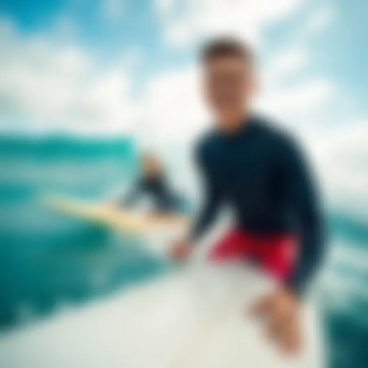 Joyful Surfing Experience Happy surfers enjoying their time on the waves