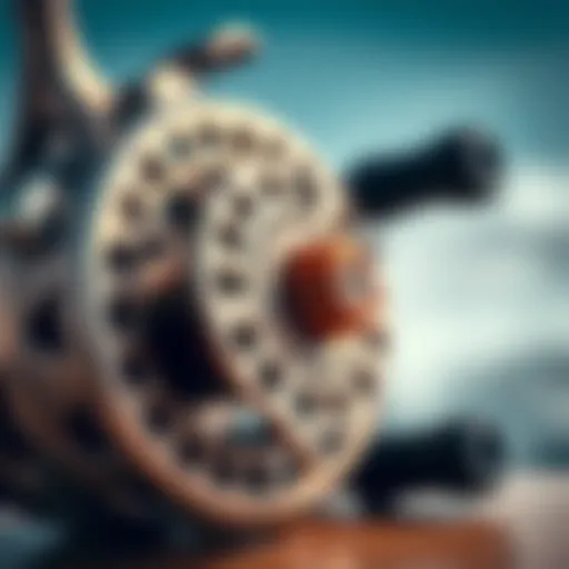 Close-up of a surf reel showcasing its intricate components