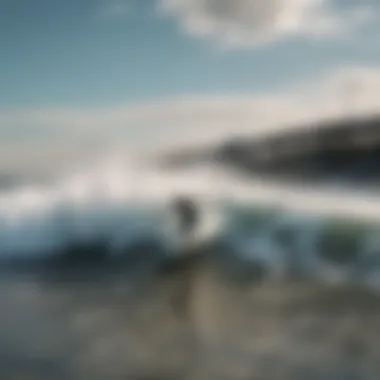 A surfer catching a wave at Rockaway Beach, NYC, showcasing the urban surf scene.