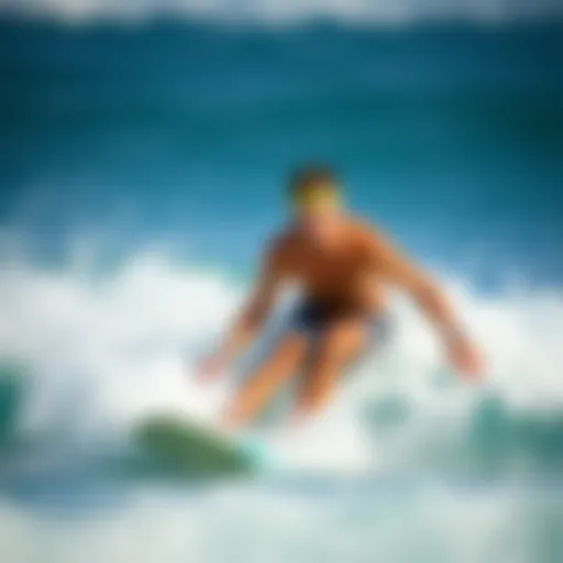 Surfer Utilizing Sharkbands Technology A surfer wearing Sharkbands technology while catching a wave