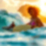 Surfers Riding Waves in Costa Rica A vibrant scene showcasing surfers riding waves at a stunning beach in Costa Rica