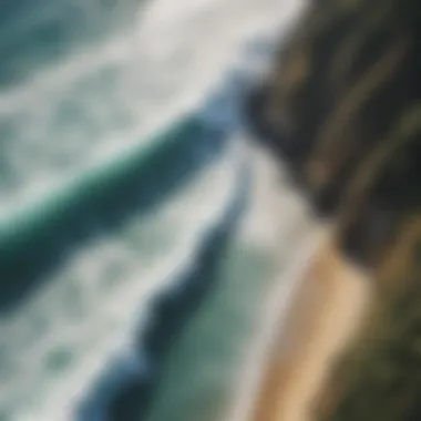 Aerial view of a stunning coastal surfing location