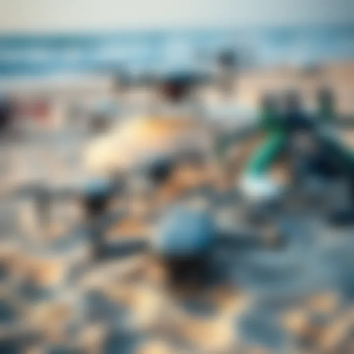 Various surf fishing drones displayed on a sandy beach