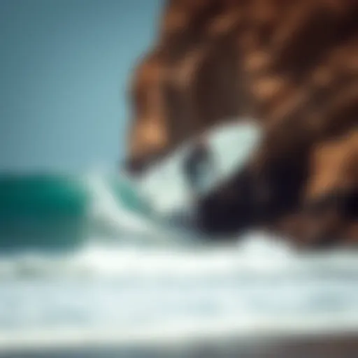 A picturesque beach in Cabo San Lucas with surfers catching waves