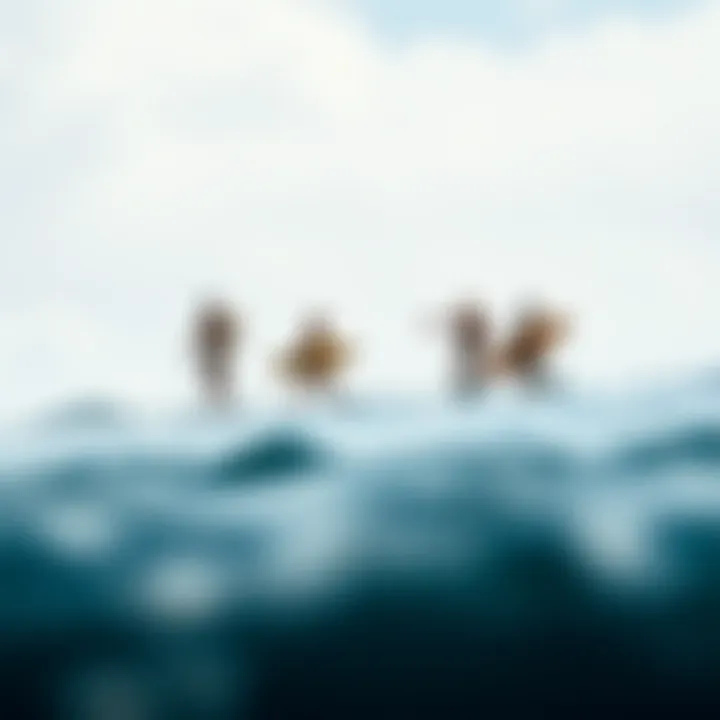 Surfing through Time: The Legacy of Olo Alaia Historical depiction of surfers riding waves using Olo Alaia boards