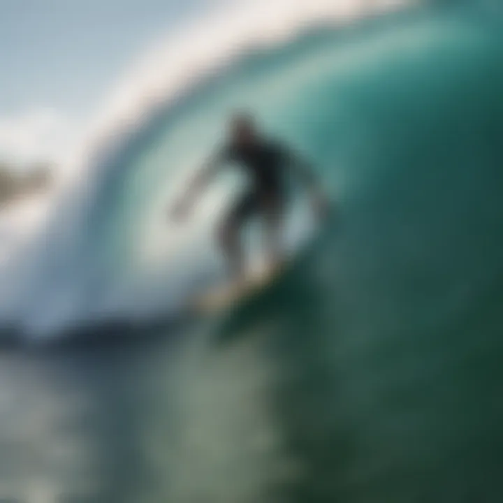 A surfer navigating challenging waves at a renowned surf break in Jamaica