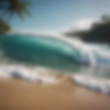 A breathtaking view of the waves crashing on a secluded Jamaican beach known for its surfing