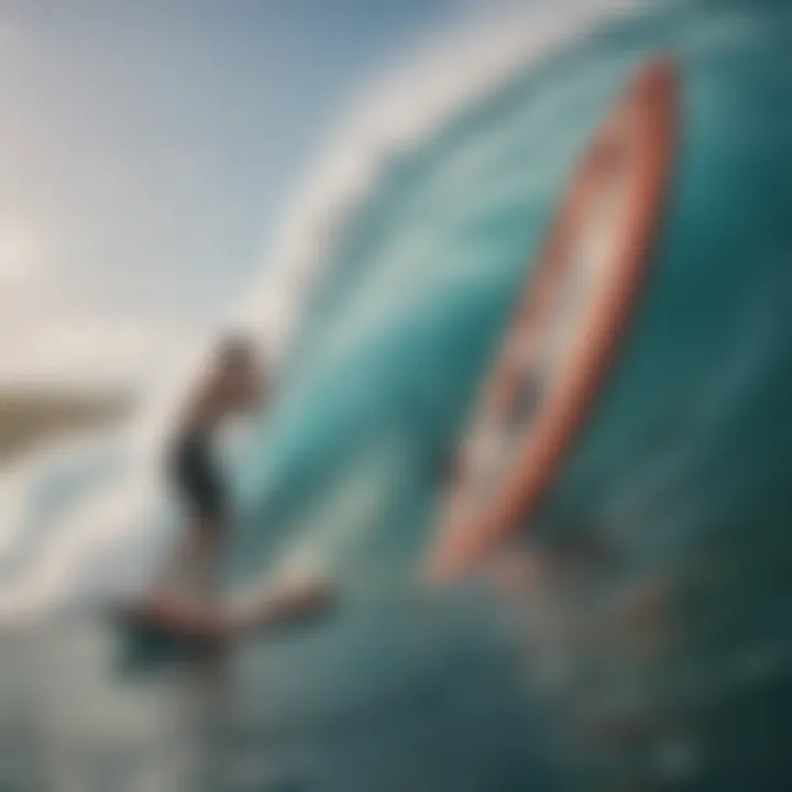 Close-up of surfboard and equipment used in indoor surfing