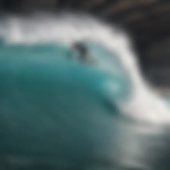 Surfers enjoying a thrilling ride on artificial waves in a state-of-the-art indoor facility