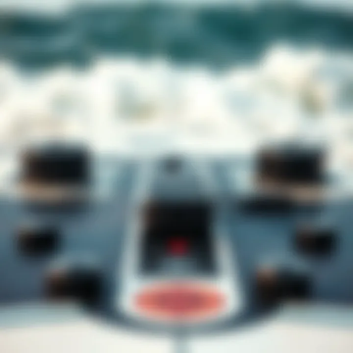 Technological components of a power surfboard highlighting electric assistance features