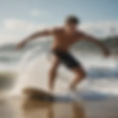 Techniques of sandfish skimboarding demonstrated on the beach