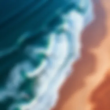 Aerial view of diverse surf breaks along a coastline