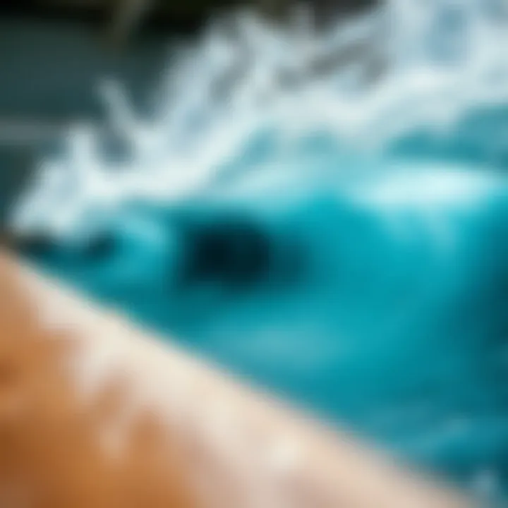 Close-up of cutting-edge technology used in surf pool wave generation.