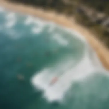 Aerial view of an artificial surf park