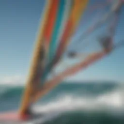 A close-up view of a windsurf boom showcasing its intricate design and materials.