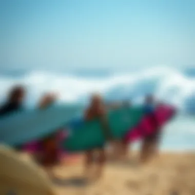 Vibrant Surf Culture A vibrant surf culture scene with enthusiasts and boards