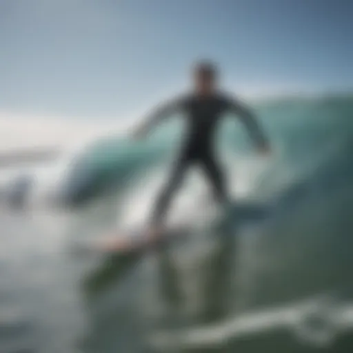 Surfer wearing a shark deterrent wetsuit in action