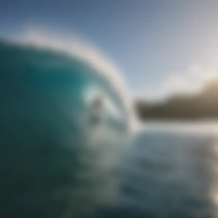 Group of surfers enjoying a wave ride in Fiji