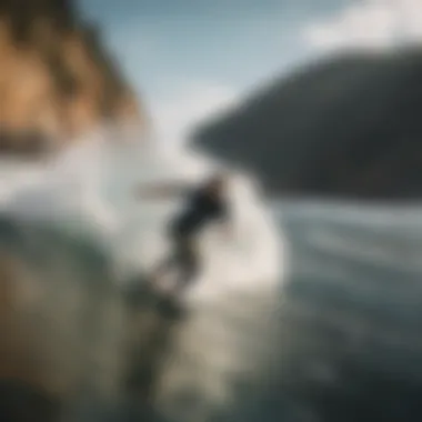 The Freedom of Longboarding Longboarder cruising along a scenic coastline