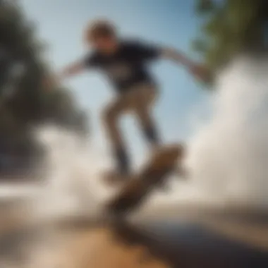 A skateboarder executing a perfect ollie over an obstacle