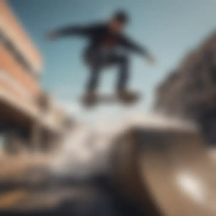 A skateboarder performing a stylish trick in an urban setting