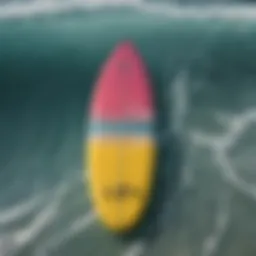 Close-up of innovative iRocker surfboard design showcasing its sleek lines and vibrant colors