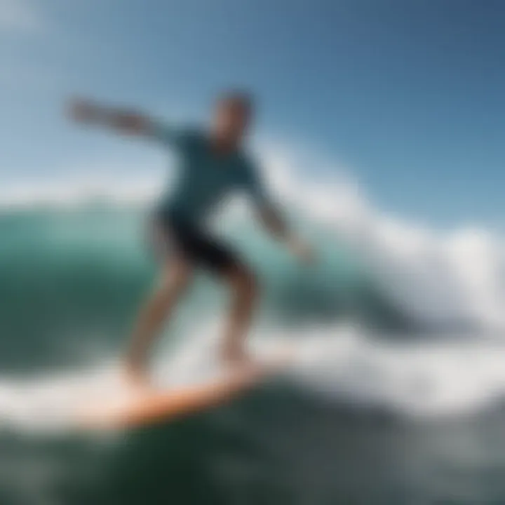 Joyful Surfing Experience on an iRocker Board A surfer enjoying a wave on an iRocker board, encapsulating the joy of surfing